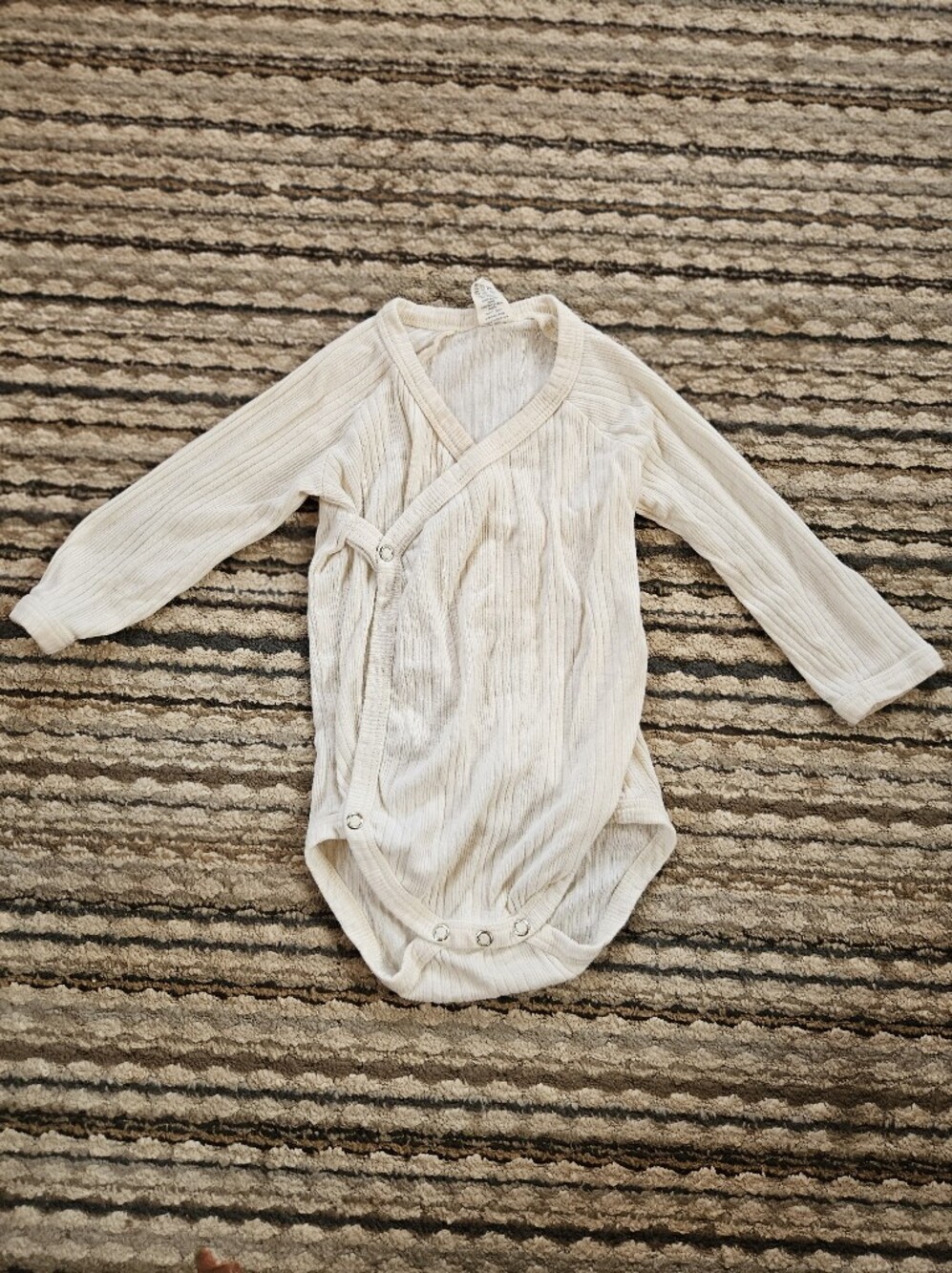 kate quinn Cream Ribbed Wrap-Front Long-Sleeve Bodysuit